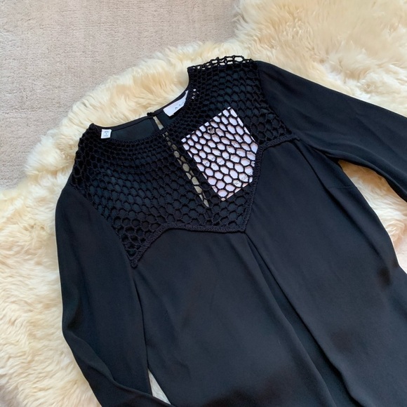 ALC💕 Black Tate Embroidered Long Sleeve Net Dress - Picture 7 of 10